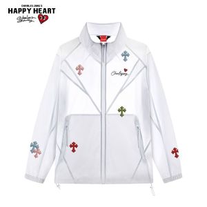 CHARLES JANGS HAPPY HEART | Printed Stand Collar Sun Protection Jacket Loose Casual Coat