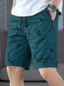 Mens Cotton Shorts Green Prints