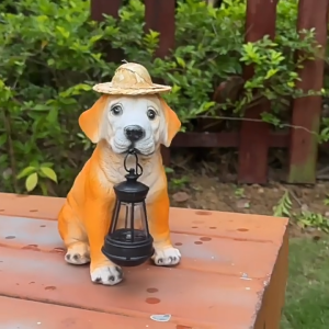 รูปปั้นสุนัขพลังงานแสงอาทิตย์ ทําจากเรซิน กันน้ํา สําหรับตกแต่งสนามหญ้ากลางแจ้ง