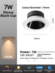 DENGFU | Ultra-thin Borderless Anti-glare Recessed Spot Light 75mm