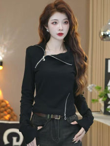 Elegant Winter New Fashion Long Sleeve T-Shirt Womens Base Shirt Asymmetrical Zipper Charming Underwear Top Ladies Tee