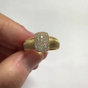 Huitan Bright Cubic Zirconia Engagement Ring for Women Fashion Gold Color Finger Jewelry for Wedding Bridal Accessories Gift