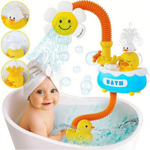 Baby bath toys toddler bath shower bathtub toys with sunflower shower 3 water spray heads baby bathtub toys