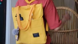 (MG) Multipurpose Women Canva Student Tote Bag Backpack Sling Bag Large Capacity Beg School Anak Wanita