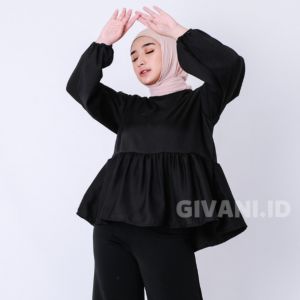 Alea Blouse Wanita Kekinian Lengan Panjang LD 110 / Outfit Baju Atasan Blus Rempel Wanita Muslim Casual Tangan Balon