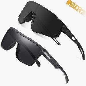 CRIXALIS 2PCS Polarized Sport Sunglasses Men Running-Sunglasses: Cycling Sun Glasses Women UV Protection Driving Fishing