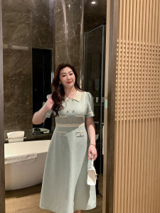 GLEC | Plus Size French Vintage Style Blue Dress