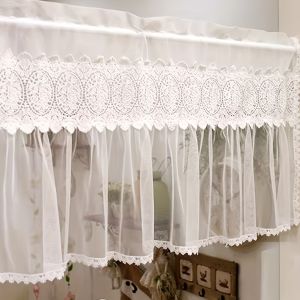 1Pc French Pastoral Style White Modern Coffee Curtain Restaurant Cafe Balcony Decoration Bay Window Partition Small Curtain