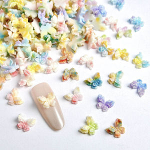 50 CHIẾC Trang Trí Móng Tay Hình Bướm Phát Sáng Nhiều Màu Sắc Chất Liệu Nhựa Resin Hai Lớp Óng Ánh Kiểu Dáng Mơ Mộng Phụ Kiện Làm Móng Tự Làm Đồ Thủ Công Acrylic