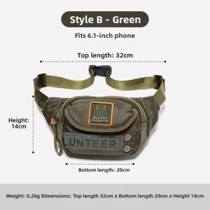 Volunteer | Mens Sport Oxford Cloth Crossbody Bag Leisure Canvas Shoulder Bag With Multiple Pockets Summer Outdoor Travel Sling Bag