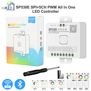 SP530E All In One LED Controller Wifi Alexa Google Home BT 5CH PWM SPI Pixels LED Strip Light WS2811 WS2812B SK6812 FCOB 5V-24V