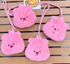 Túi Mini Nhỏ Có Ngăn Kéo Hải Ly Loopy Màu Hồng -Đựng Son Vật Phẩm Nhỏ Siêu Cute Lông Mịn