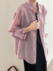 Ladies Silk Long Sleeve Shirt Outerwear Summer 2025 New White Loose Thin Cardigan Sun Protection Fashionable Womens Clothing