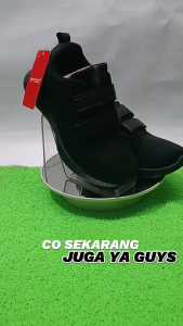 ANDO Sepatu Sneakers Anak Sekolah Perempuan Laki Tk Sd Hitam Putih Perekat Kekinian Size 29 sd 38