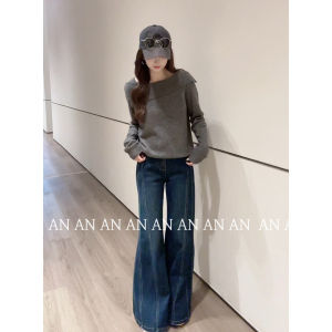 Annan Retro Fashion Loose Wide Leg Jeans High Waist Bell Bottoms Casual Style Ladies High Waist Cotton Denim Pants