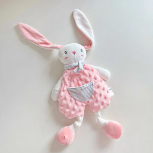 Soft Snuggle Bunny Plush Toys with Minky Dot Cute Long Ear&Leg Rabbit Soothing Doll For Newborn Sleeping Toy