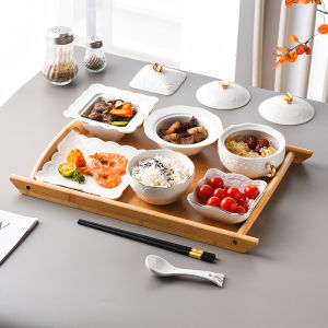 Ceramic Confinement Tableware Set Classy Club Confinement Center for One Person Maternal Special Bowl Plate Tureen with Tray