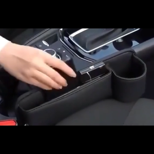 RakanKu MALAYSIA Car Seat Gap Organizer Storage Box Front Seat Organizer with Cup Holder Cable Hole Penyimpan Barang