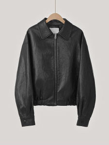 Áo Khoác Da Nữ Phong Cách Hàn Quốc Dáng Rộng Che Bụng Cổ Bẻ Thời Trang Xuân 2025 Áo Khoác Ngoài Đa Năng Áo Khoác Ngoài Thường Ngày