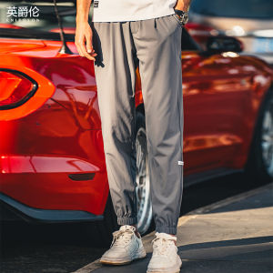 กางเกงลำลองชาย Enjeolon กางเกงขายาวผ้าไหมน้ำแข็งบางแห้งเร็ว ระบายอากาศได้ดี ทรงหลวม ทรงเข้ารูป ฤดูร้อน