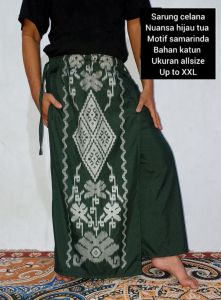 Sarung celana motif samarinda batik printing warna hijau tua