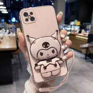 Oppo A92s Silicone Phone Case Full Cover Anti-Fall Cute Cartoon Design Soft Shell with Mirror Female Model Compatible 5G Signal