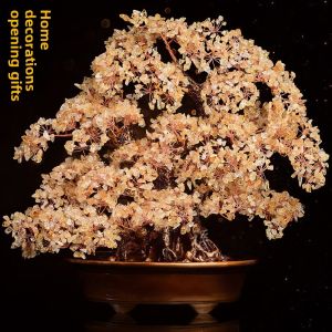 Natural Citrine Fortune Bring In Wealth and Treasure Money Tree Ornament Home Living Room Office Wine Cabinet Opening Gift Geomancy Decoration
