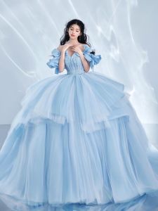 บูติก สตูดิโอถ่ายภาพ คู่รัก ถ่ายภาพงานแต่งงาน เดรส สีฟ้าอ้วน กระโปรง ผีเสื้อเจ้าสาว ชุดราตรี หวาน สไตล์ไหล่เดียว