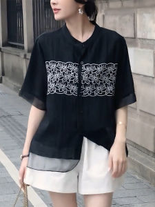 QINGNAER | Elegant Fashion Summer Plus Size Womens Shirt