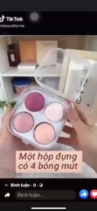 Set 4 Bông Mút Trang Điểm Kèm Hộp Đựng Xinh Xắn
