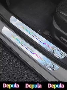 4Pcs Baru Sticker Pelindung Pintu Mobil Akrilik dan Sticker Pelindung Sill Plate Mobil