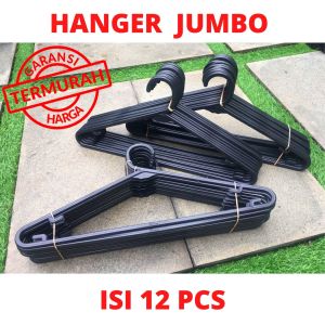 Hanger Baju / Gantungan Baju Plastik JUMBO isi 12 Pcs