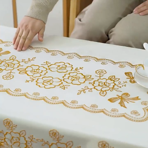 Rectangular Tablecloth PVC Material With Butterfly Flower Pattern Waterproof And Heat-Resistant European Style Coffee Table Tablecloth