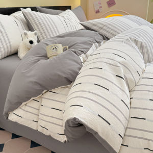 Kiss Dear | Striped 100% Cotton Four-piece Set Autumn/Winter
