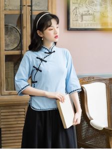 Modern Improved Style Tang Suit Student Graduation Performance Outfit Womens Retro Hanfu National Style Class Uniform Set