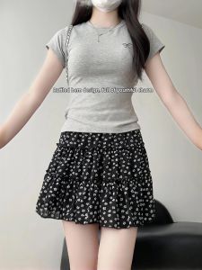 SUHUIQIAN | Floral High Waist Anti-exposure A-Line Mini Skirt