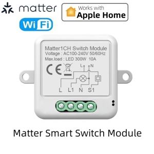 Matter WiFi Smart Switch Module Neutral Wire Required Smart Home DIY Light Breaker Works with Apple Homekit Alexa Google Home