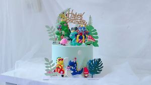 เค้กวันเกิดไดโนเสาร์ ตุ๊กตาไดโนเสาร์ขับรถ ตุ๊กตาไดโนเสาร์เล่นน้ำ ตกแต่งเค้กไดโนเสาร์ ไดโนเสาร์