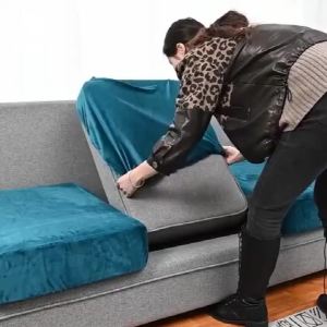 1pc Plush Sofa Seat Cushion Covers Anti-slip Elastic Slipcover for Bedroom Living Room Home Decor L Shaped Furniture Protector
