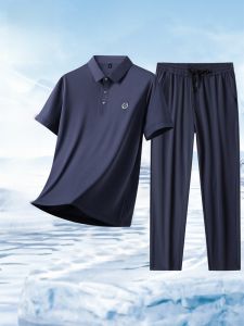 ROMON | Lomond Summer Thin Ice Silk Mens Polo Shirt Short Sleeve Casual T-Shirt Fathers Day Gift Youth Polyester Spandex Blend