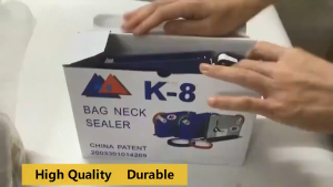 K8 Pro Poly Bag Sealer Machine with Metal Tape Dispenser Trimmer Cutter for Retail Shop Bag Sealing