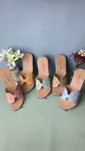 Sandal Wanita CMT Fuji Flat Sandal Flip Flop Kulit Sintetis Sandal Papirut Sol Karet Anti Licin