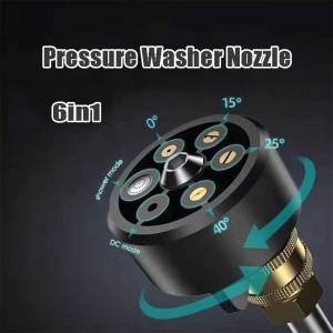 6 In 1 High Pressure Nozzle 1/4 Quick Connector Cordless Washer Nozzle