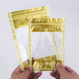 ถุงบรรจุภัณฑ์ใสสีทอง ถุงซิปล็อคเกรดอาหาร 500 ใบ ถุงกันฝุ่น ถุงใส่ขนม ถุงใส่ขนม ผลิตในประเทศไทย