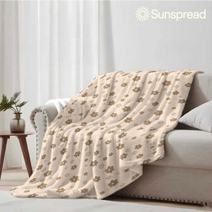 Beast Kingdom | beige brown ditsy floral Soft Warm Flannel Blanket Lightweight Cozy Christmas Halloween Home Decor Room