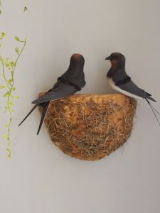 Rustic Home Decor Wall Hanging Artificial Swallows Nest Ornament Small Swallow Figurine Wall Decoration Living Room Decor