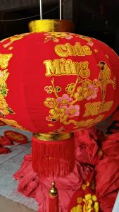 Đèn lồng treo Tết 2025 - Lồng đèn tết nhung đỏ 3D kim tuyến Chúc mừng năm mới nhung dày bền màu trang trí cửa cổng nhà cây nêu quán cà phê
