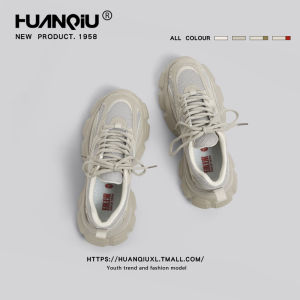 รองเท้าวิ่งพื้นหนาแบบลำลองสำหรับคู่รัก รองเท้าผ้าใบระบายอากาศได้ดีสำหรับผู้ชายและผู้หญิงในฤดูใบไม้ร่วงและฤดูใบไม้ผลิ รองเท้าผ้าใบ HuanQiu