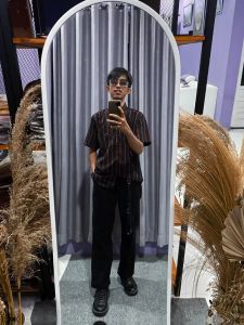 Ramfg Clothing Kemeja pria lengan pendek kemeja salur BEST SELLER