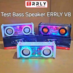 Speaker Bluetooth Transparan ERRLY Armour V8 10W Double Subwoofer Music Speker Wireless RGB LED Light Power Bass